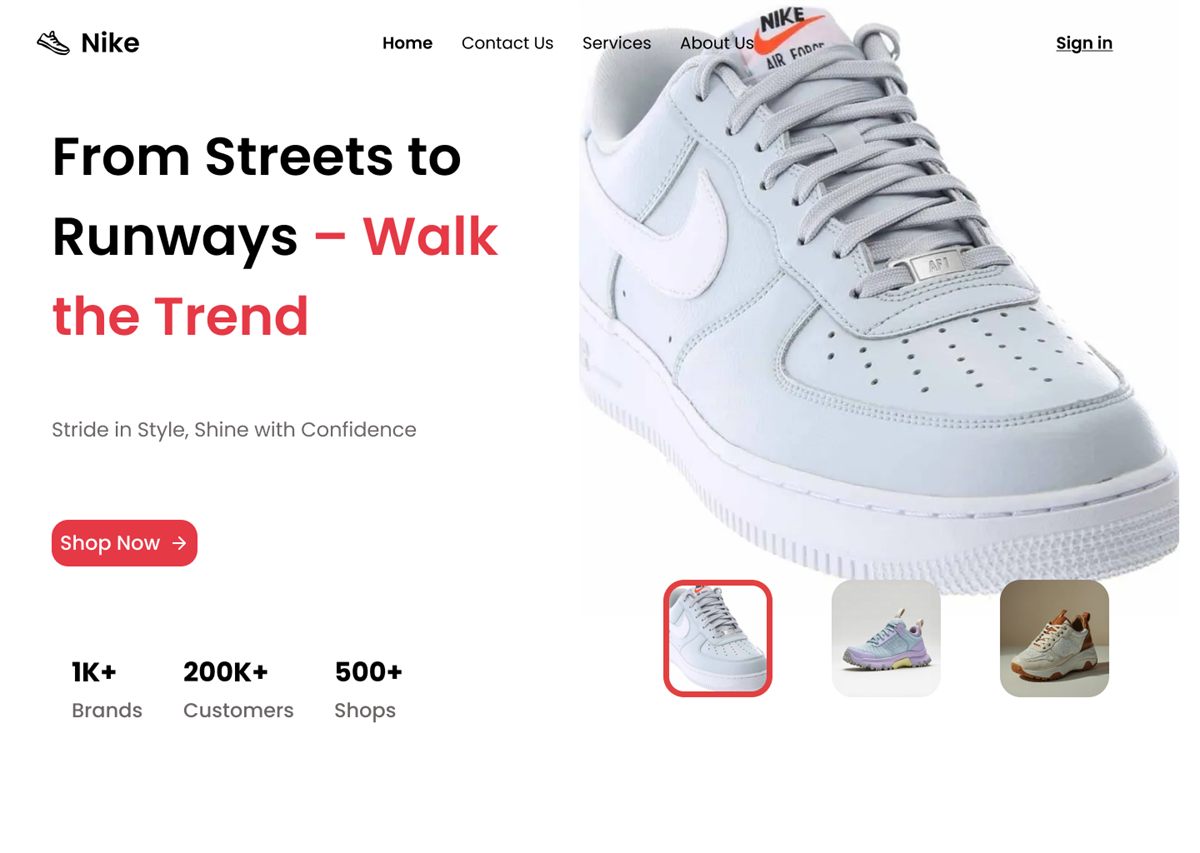 Streets to Runways hero carousel, first product state