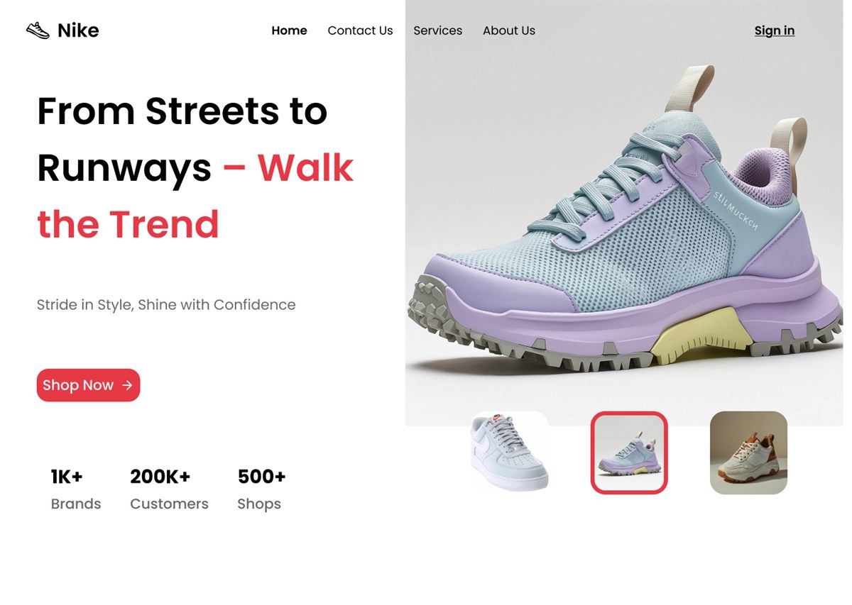 Streets to Runways hero carousel, second product state