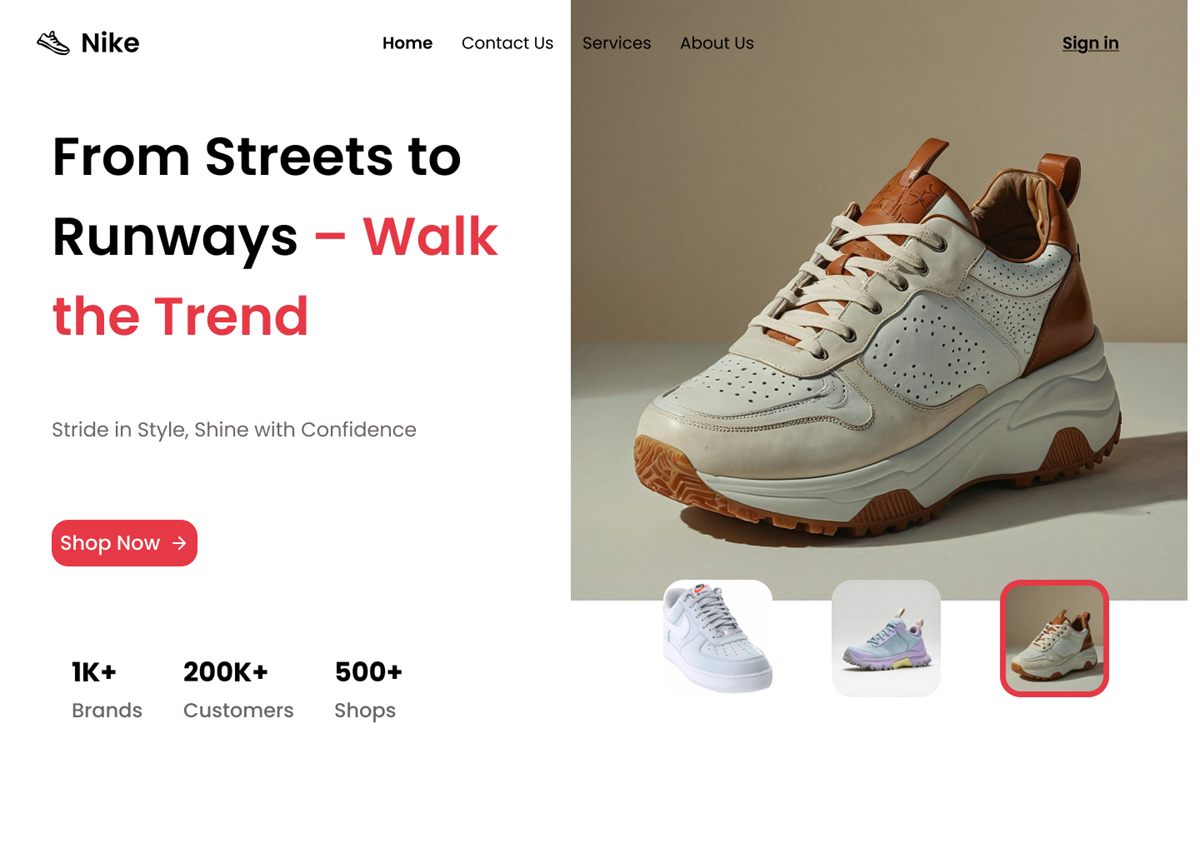 Streets to Runways hero carousel, third product state