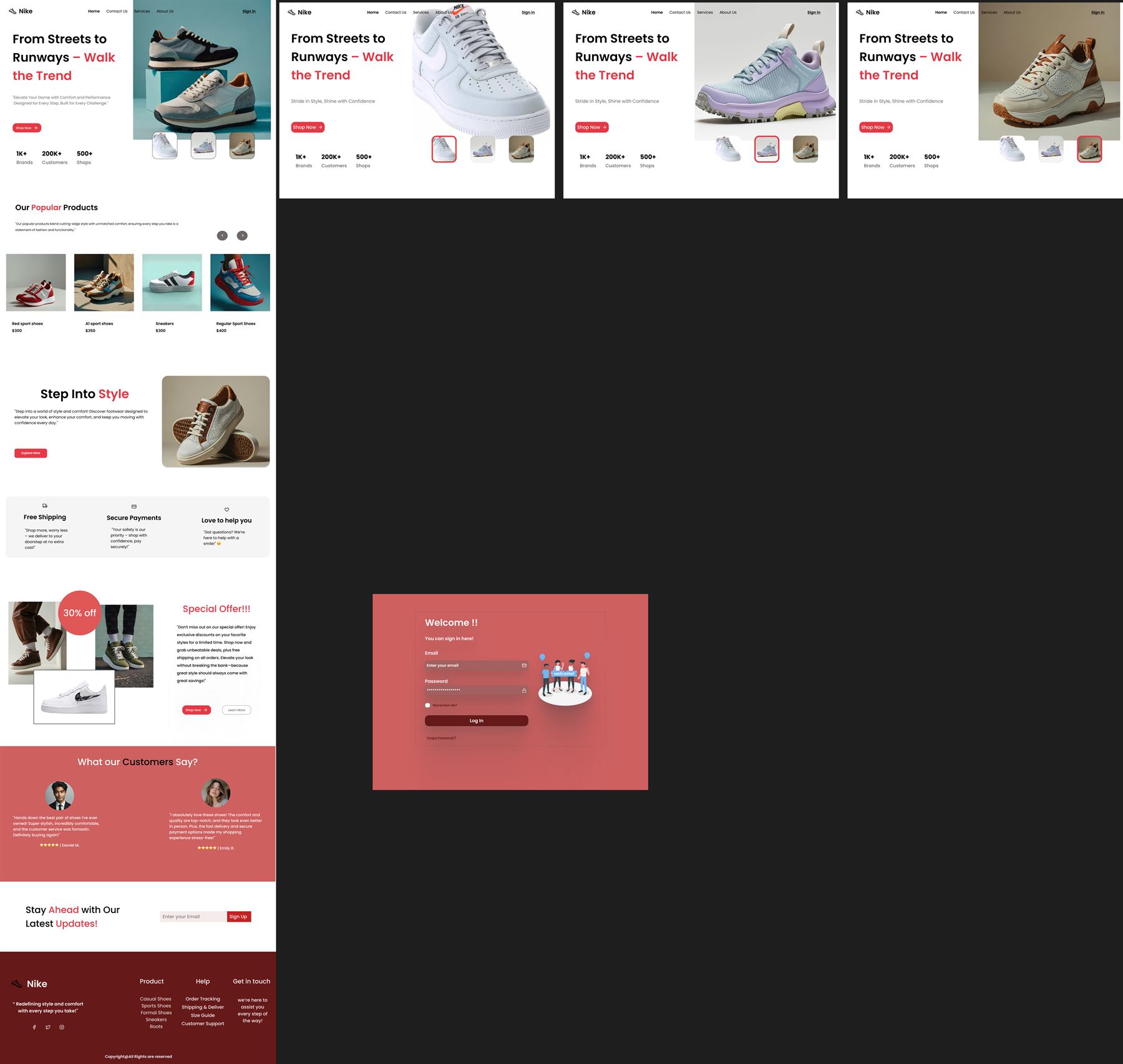 Full design system overview, all screens and states